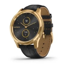 Смарт-годинник Garmin vivomove Luxe із золотистим корпусом та чорним ремінцем