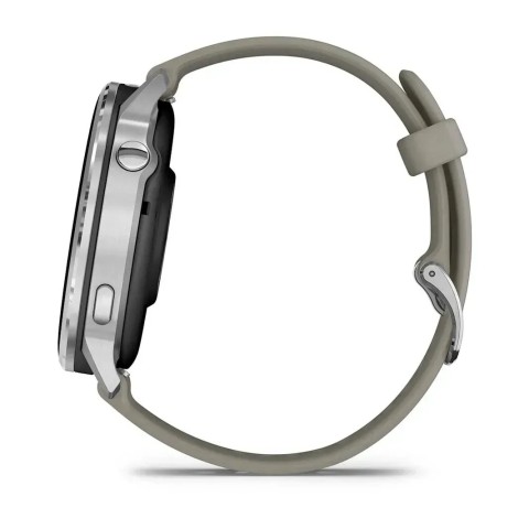 Смарт-часы Garmin Venu 4 (45 мм) серебристый с серебристо-серым силиконовым ремешком