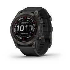 Смарт-годинник Garmin fenix 7 Sapphire Solar чорний титановий DLC з чорним ремінцем