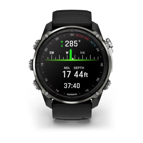 Смарт-часы Garmin Descent Mk3i (51 мм) серебрянно-черные PVD титановые с черно/серым силиконовым ремешком