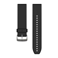 Ремешки для часов Garmin QuickFit 22 силиконовые, черные с серебристой фурнитурой