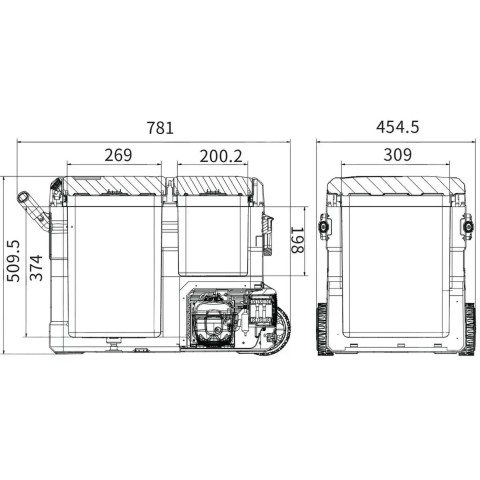 Автохолодильник Alpicool TGBSW45LGP TGBSW45 (LG) 47л. двокамерний. До -20℃. (12, 24, 220 В)