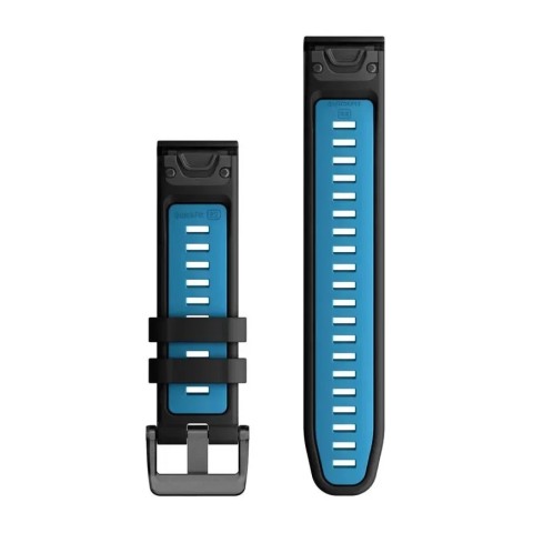 Ремінці для годинника Garmin QuickFit 22 силіконові, чорні/блакитні