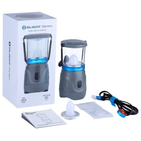 Фонарь кемпинговый Olight Olantern Grey. Две насадки в комплекте