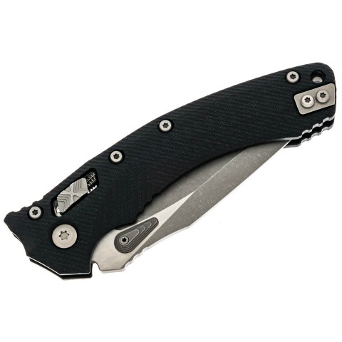 Ніж Microtech Amphibian Ram-Lock, клинок Apoc Fluted, чорне руків'я G10