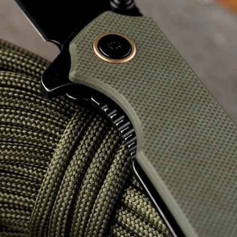 Ніж складаний туристичний Ruike P801-G, (8.6 см) 14C28N / G10 оливковий
