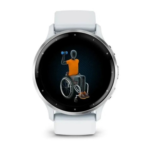 Смарт-годинник Garmin Venu 3 білий зі сріблястим сталевим безелем і силіконовим ремінцем