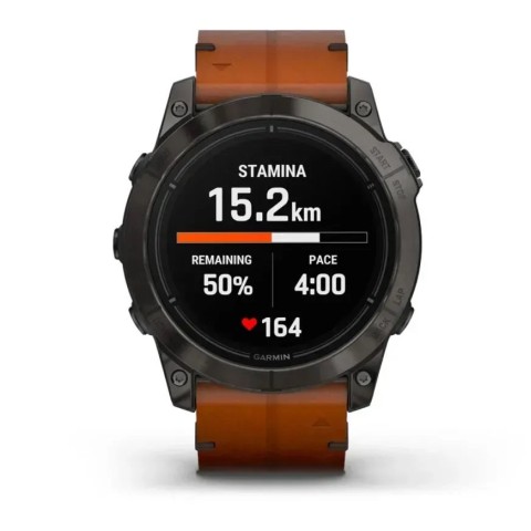 Смарт-часы Garmin epix Pro Gen 2 Sapphire Edition (51 мм) карбоново-серые титановые DLC с каштановым кожаным ремешком
