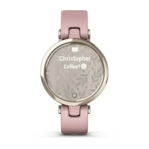 Смарт-годинник Garmin Lily Sport з кремово-золотистим безелем, рожевим корпусом та силіконовим ремінцем