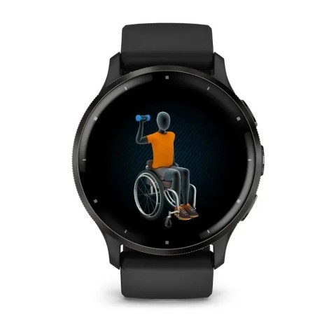 Смарт-годинник Garmin Venu 3 чорний зі сланцевим сталевим безелем і силіконовим ремінцем