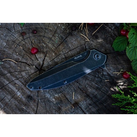 Ніж складаний туристичний Ruike P128-SB, (9.3 см) 14C28N / 3cr14n чорний