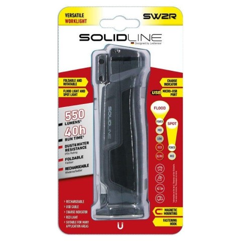 Фонарь Solidline SW2R, заряжаемый, с магнитом и режимом красного света, 550/230/25