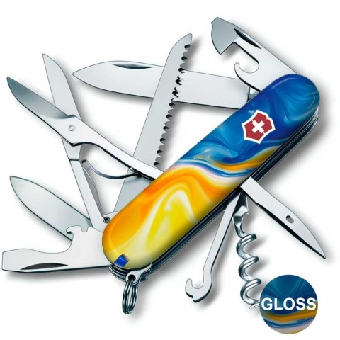 Ніж Victorinox Huntsman Ukraine 91мм,15функ ,Жовто-сині фарби