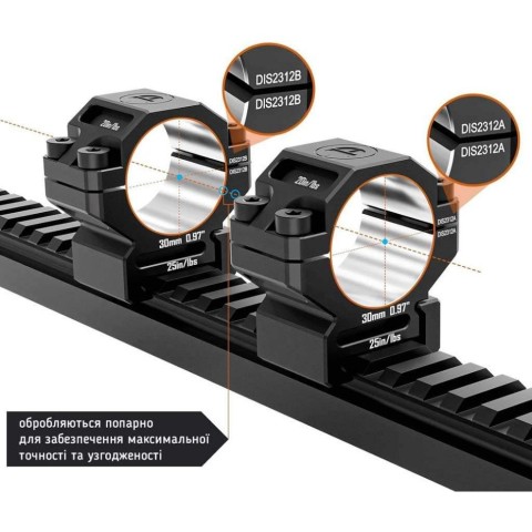 Кільця Discovery 6061 For Picatinny 30mm 0.97in DGPR2-30-0.97-61 (M240603)