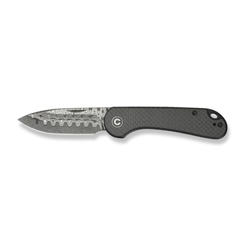 Ніж складаний кишеньковий Civivi Elementum Slip Joint, (7.5 см) Damascus / Carbon Fiber сірий