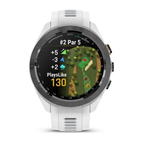 Смарт-годинник Garmin Approach S70 (42 мм) з чорним керамічним безелем та білим ремінцем