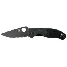 Нож Spyderco Tenacious Black Blade, 8Cr13MoV,FRN , полусеррейтор ц:black