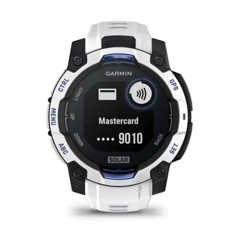 Смарт-годинник Garmin Instinct 3 (45 мм) Solar білий камінь/білий/синя блискавка