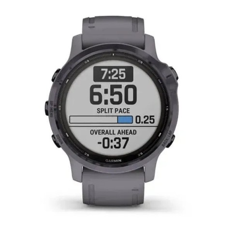 Смарт-часы Garmin fenix 6S Pro Solar Edition аметистово-стальные с серым замшевым ремешком