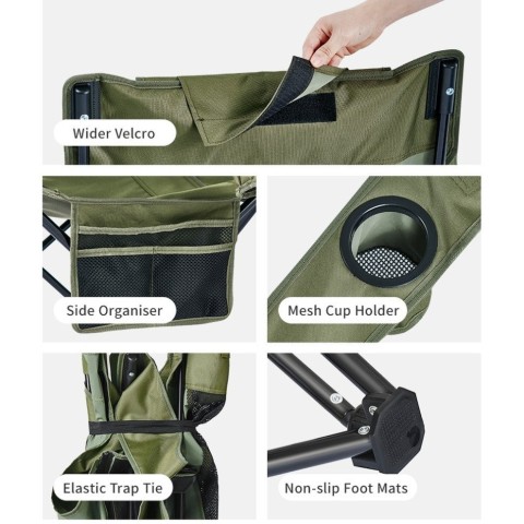 Крісло-шезлонг складане Naturehike CNK2550JJ023 Nightfall T05, сталь, оливкове