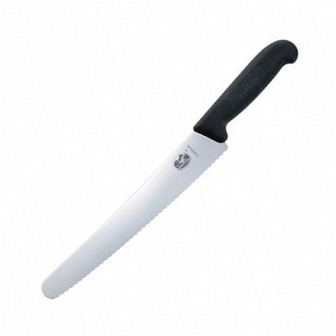 Кухонний ніж Victorinox Fibrox Pastry лезо 26см хвил. з чорн. ручкою