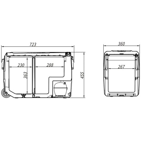 Автохолодильник Alpicool T50LGP T50 (LG) 47л. двокамерний. До -20℃. (12, 24, 220 В)