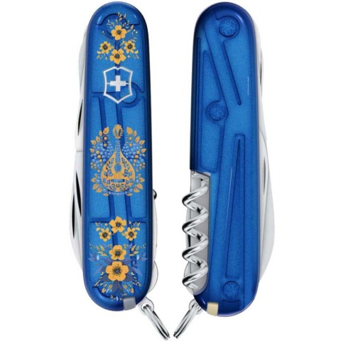 Ніж Victorinox Huntsman Ukraine 91мм,15функ,син.прозор ,Українські мотиви