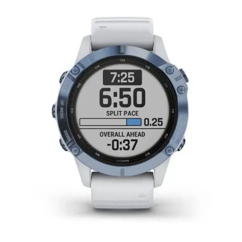 Смарт-годинник Garmin fenix 6 Pro Solar Edition мінерально-синій з білим ремінцем
