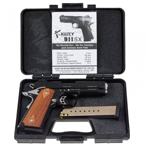 Стартовий пістолет KUZEY 911-SX#2 Black/Brown Wooden Grips