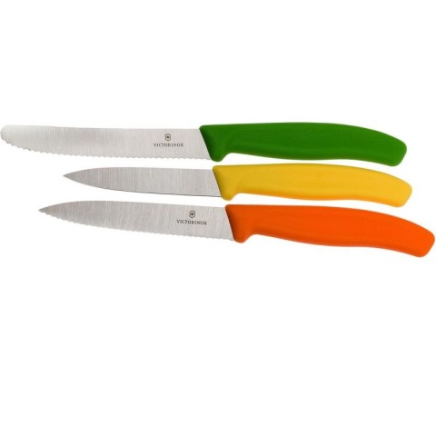 Набір кухонний Victorinox SwissClassic Paring Set 3 ножа з черв,помар,зел. ручкою (8,10,11см) у подар.упак.