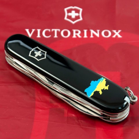 Ніж Victorinox Climber Ukraine 91мм,14функ,чорн ,Мапа України син-жовт.