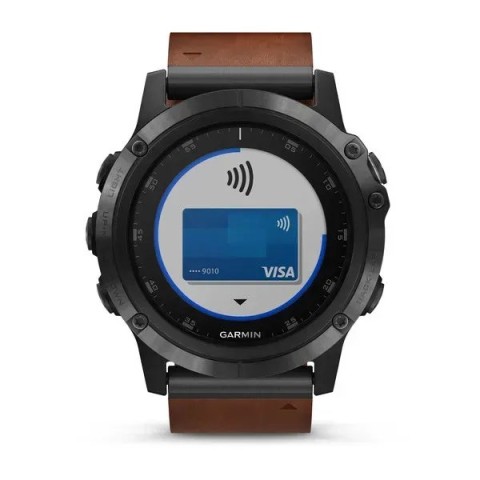 Смарт-часы Garmin Fenix ​​5X Plus Sapphire серые с коричневым кожаным ремешком