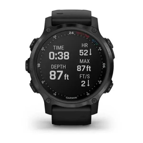 Смарт-годинник Garmin Descent Mk2S карбоново-сірий DLC з чорним ремінцем