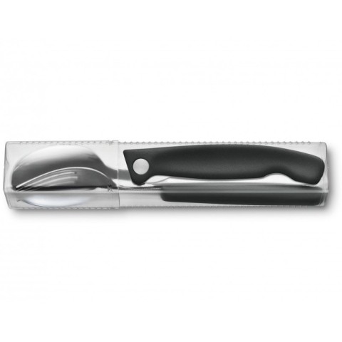Набор кухонный Victorinox SwissClassic Table Set  3шт з чорн. ручкою (складаний ніж, виделка, ложка)