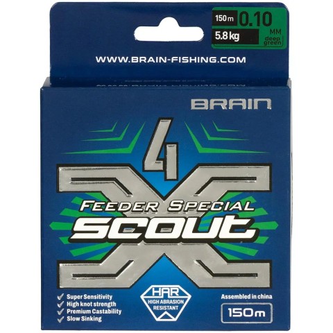 Шнур Brain Scout 4X 150m (deep green) 0.100mm 5.8kg