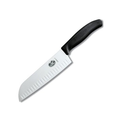 Кухонний ніж Victorinox SwissClassic Santoku лезо 17см ріфл. з чорн. ручкою у подар.упак.