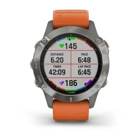 Смарт-часы Garmin fenix 6 Pro Sapphire титановые с темно-оранжевым ремешком