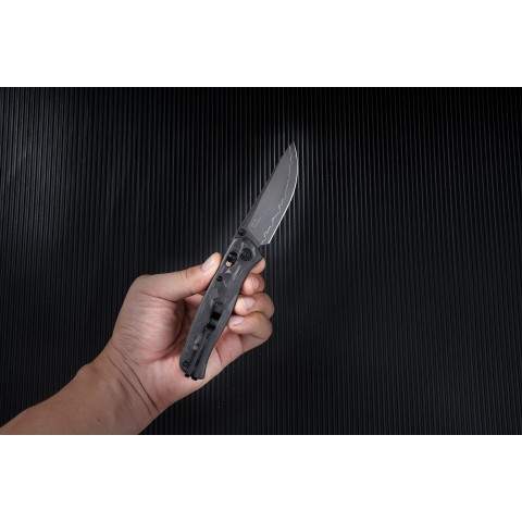 Ніж SRM Medal 255L-FB2, Lam. 140Cr, shred carbon-fiber, чорний