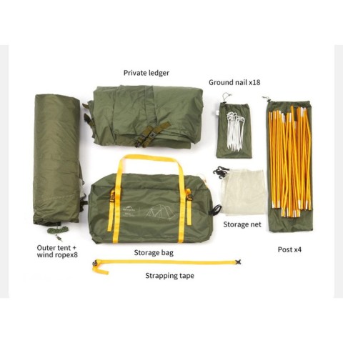 Намет чотиримісний Naturehike KOTA 4 CNK2450WS041, темно-зелений