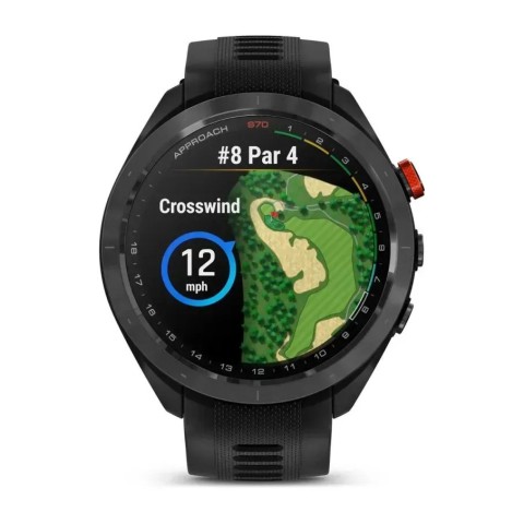 Смарт-часы Garmin Approach S70 (47 мм) с черным керамическим безелем и черным ремешком