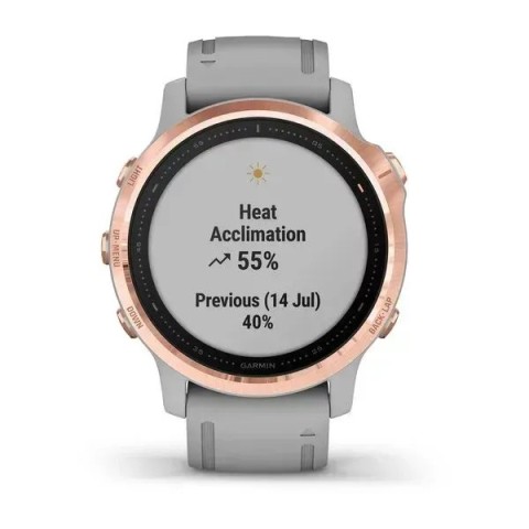 Смарт-часы Garmin fenix 6S Pro Sapphire розово-золотистые с серым ремешком