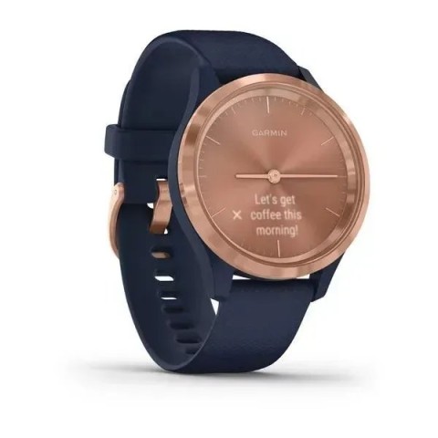 Смарт-годинник Garmin vivomove 3S з рожево-золотистим безелем та темно-синім ремінцем