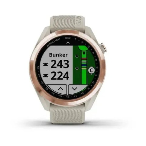 Смарт-годинник Garmin Approach S42 рожеве золото зі світло-пісочним ремінцем