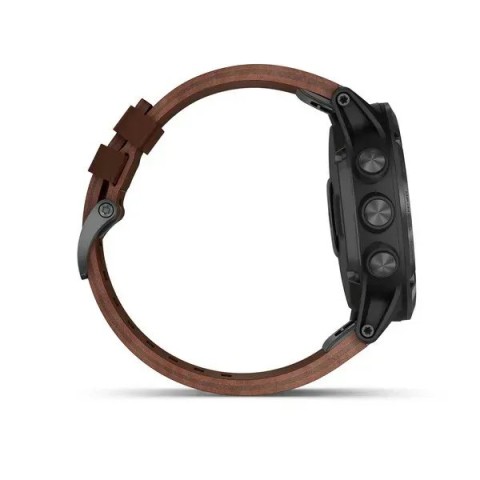 Смарт-часы Garmin Fenix ​​5X Plus Sapphire серые с коричневым кожаным ремешком