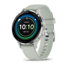 Смарт-годинник Garmin Venu 3s шавлієво-сірий зі сріблястим сталевим безелем і силіконовим ремінцем
