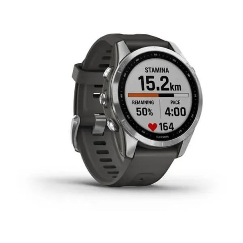 Смарт-часы Garmin fenix 7S серебристые с ремешком графитового цвета