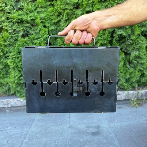 Переносний дворівневий Мангал-валіза на 6 шампурів 2мм