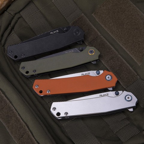 Ніж складаний туристичний Ruike P801-J, (8.6 см) 14C28N /  G10 помаранчевий