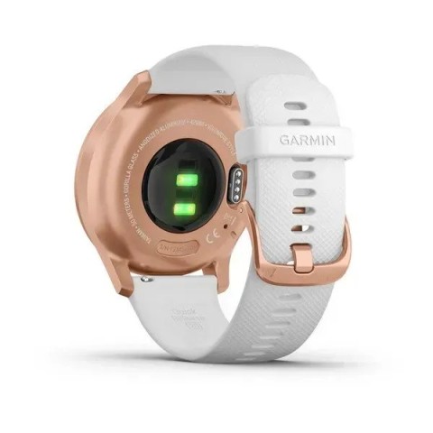 Смарт-годинник Garmin vivomove Style із рожево-золотистим корпусом та білим ремінцем