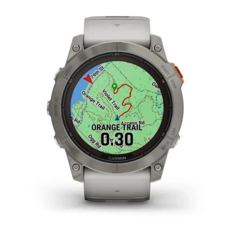 Смарт-годинник Garmin fenix 7X Pro Sapphire Solar Edition титановий з туманно-сірим/темно-помаранчевим ремінцем